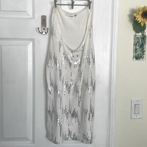 Long white silver and white tank/ mini dress